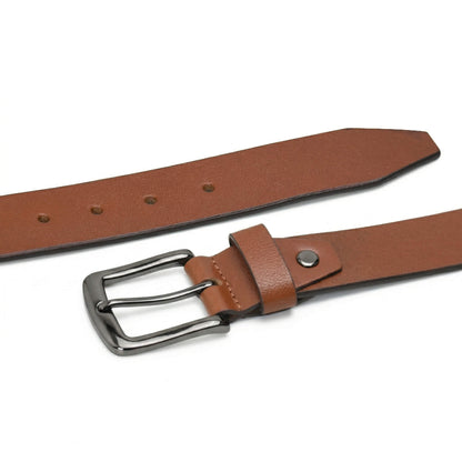Alden Mens Milled Full Grain Leather Belt Flat Lay Tan
