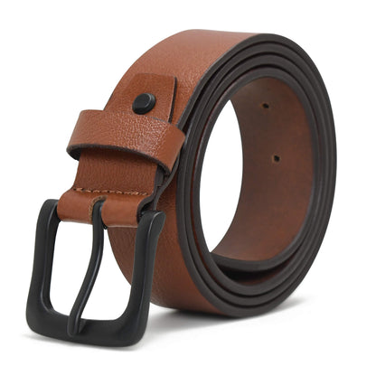 Alden Mens Milled Full Grain Leather Belt Matte Black Buckle Finish Tan