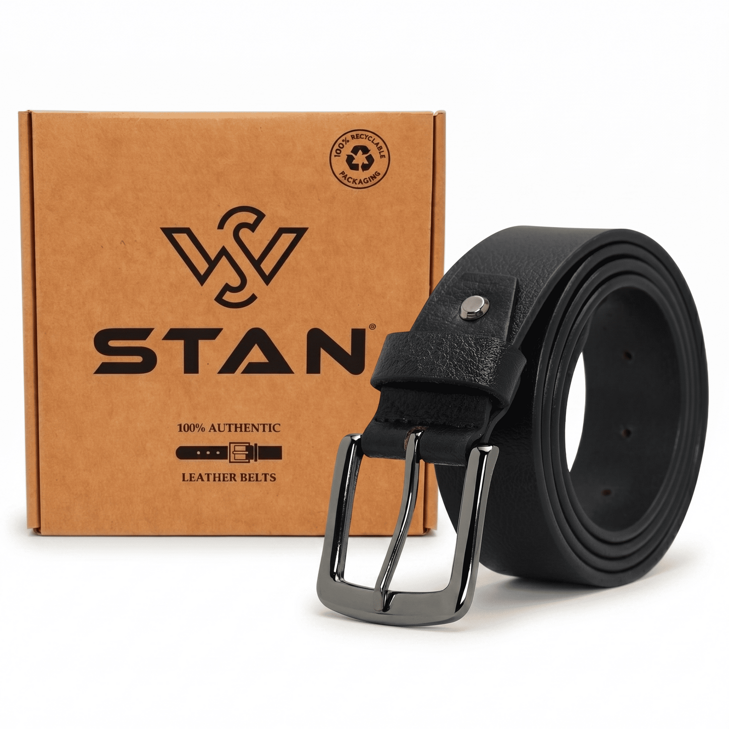 Alden Mens Milled Full Grain Leather Belt with Box Black