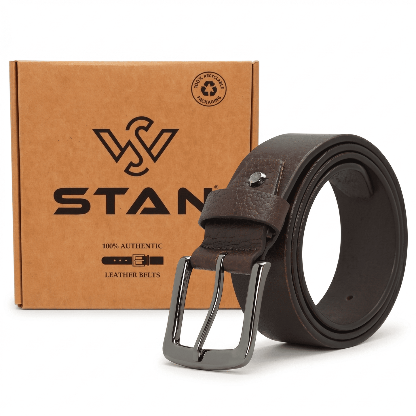 Alden Mens Milled Full Grain Leather Belt with Box Chocolate Brown