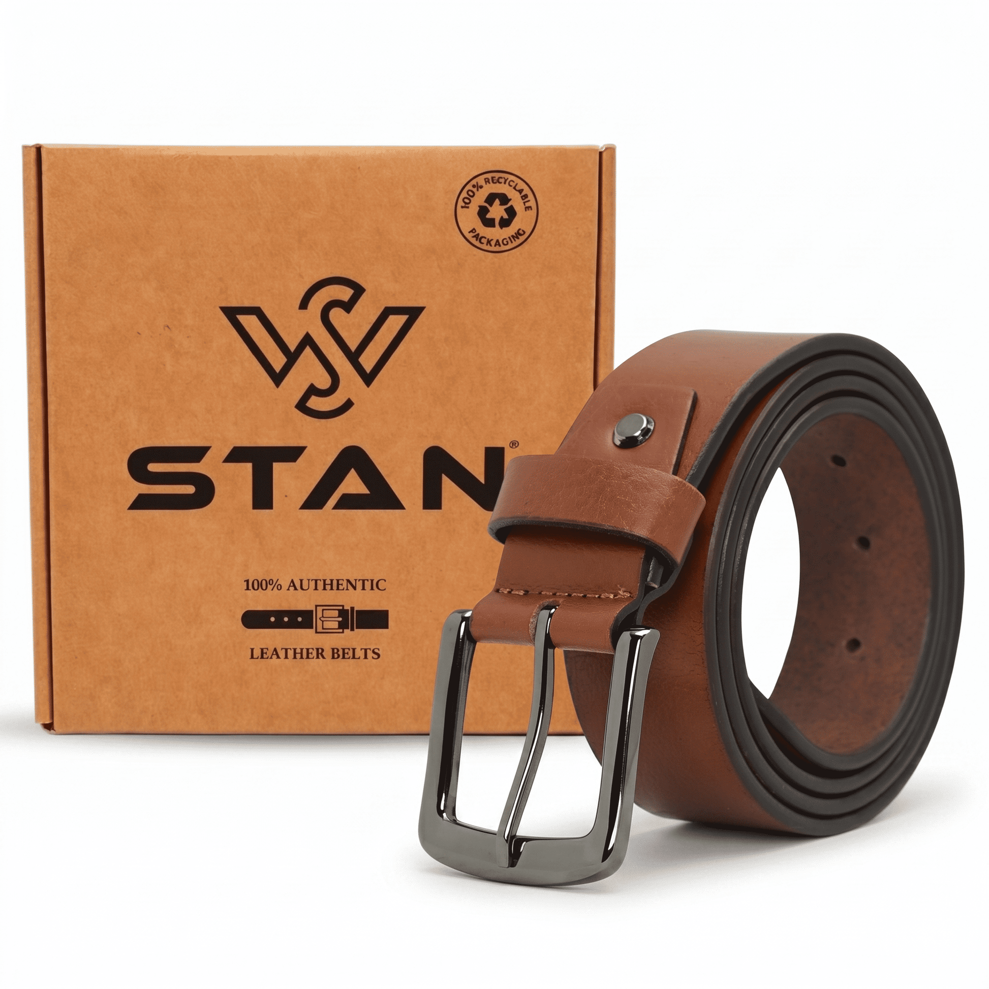 Alden Mens Milled Full Grain Leather Belt with Box Tan