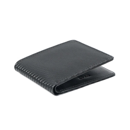 Black Baron Elite Carbon Fiber Texture Men's RFID Leather Wallet Half Open Black