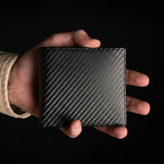 Black Baron Elite Carbon Fiber Texture Men's RFID Leather Wallet Hero Main Black