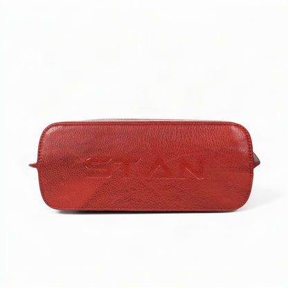 Corvia Croc Full Grain Leather Metal Top Handle Satchel Bag Base Brick Red