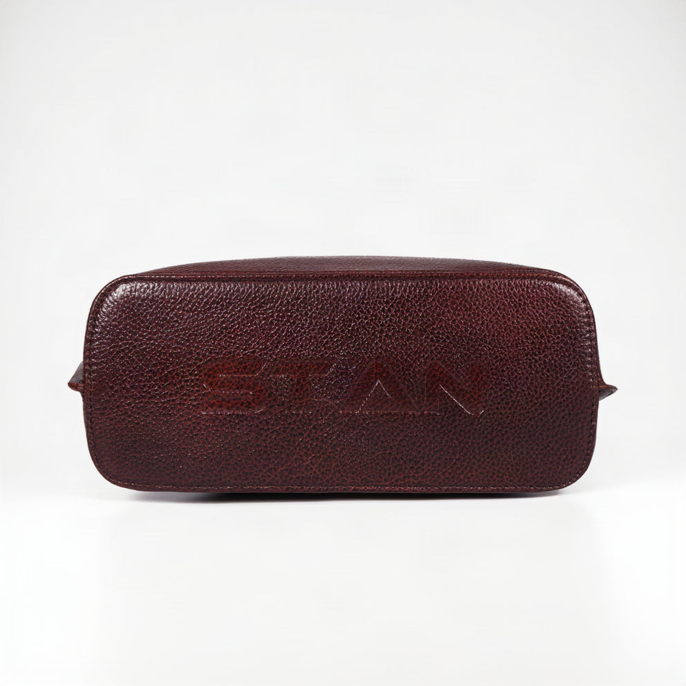 Corvia Croc Full Grain Leather Metal Top Handle Satchel Bottom Base Oxblood Brown
