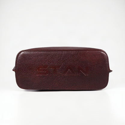 Corvia Croc Full Grain Leather Metal Top Handle Satchel Bottom Base Oxblood Brown