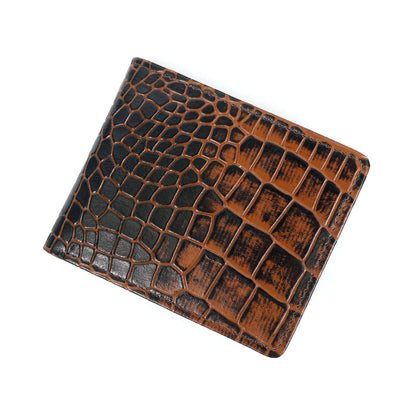 Croc Baron Elite RFID Leather Mens Wallet Flat Lay Front Burnt Cognac