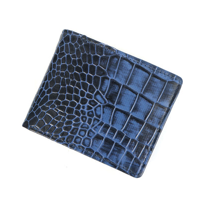 Croc Baron Elite RFID Leather Mens Wallet Flat Lay Front Steel Blue