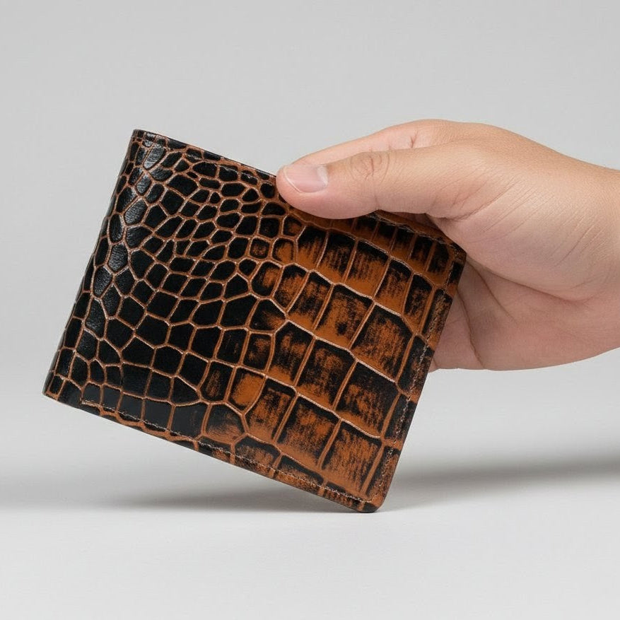 Croc Baron Elite RFID Leather Mens Wallet Hero Main Burnt Cognac