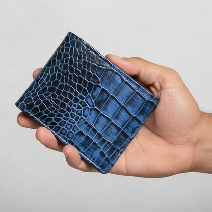 Croc Baron Elite RFID Leather Mens Wallet Hero Main Steel Blue