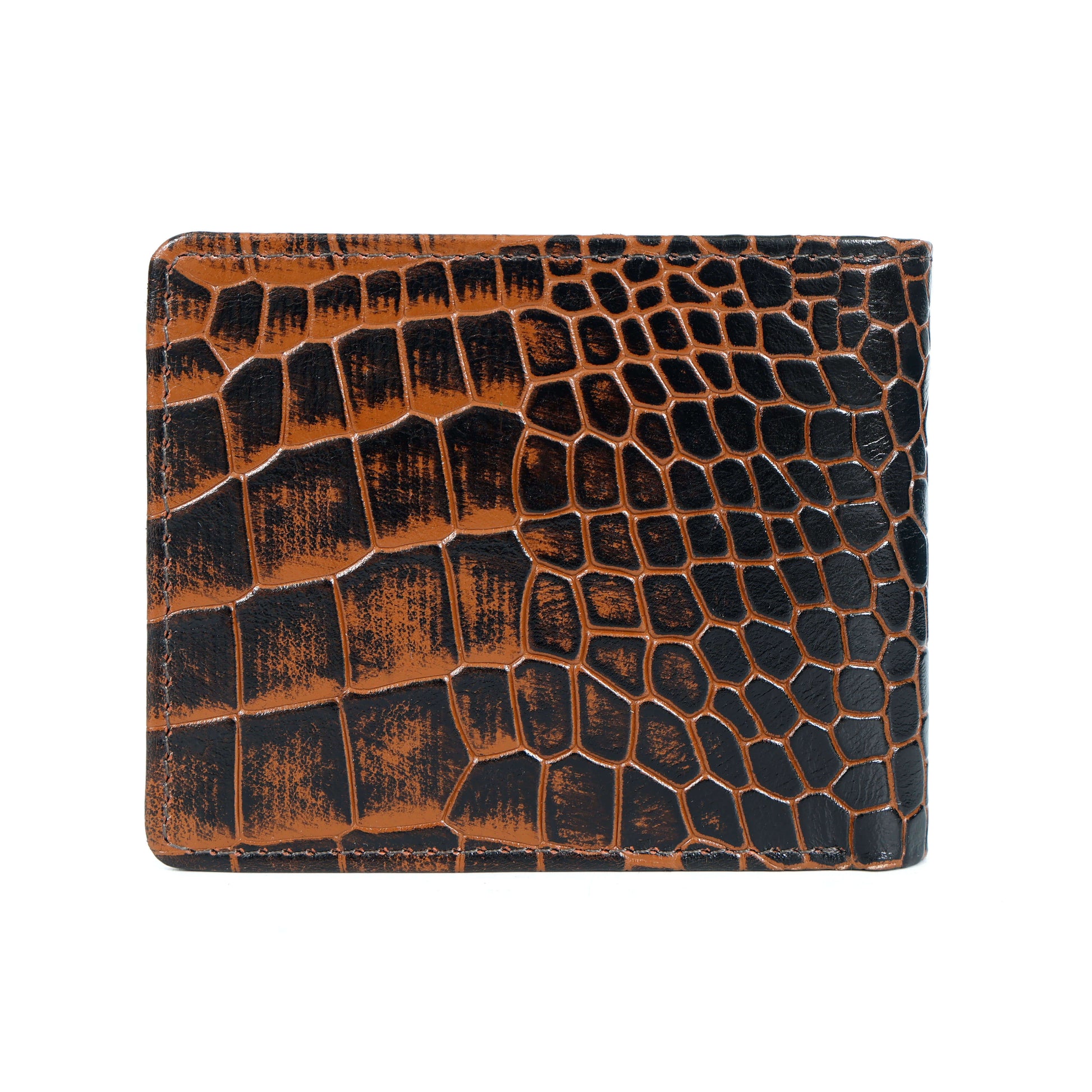 Croc Baron Elite RFID Leather Mens Wallet Main Back Burnt Cognac