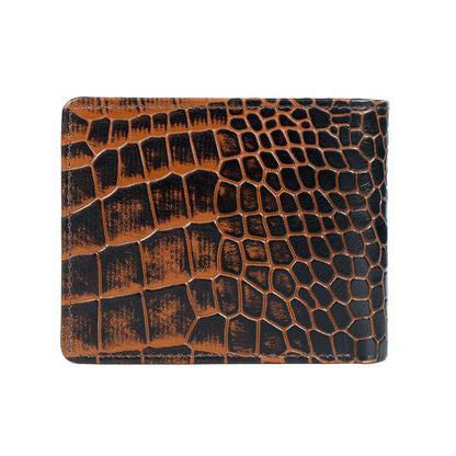 Croc Baron Elite RFID Leather Mens Wallet Main Back Burnt Cognac