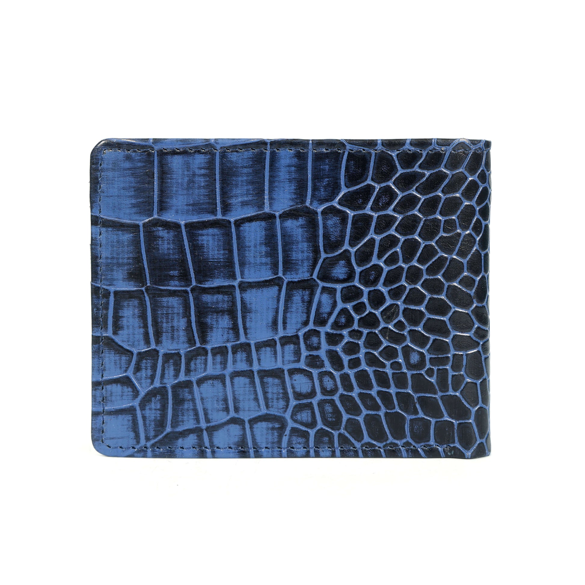 Croc Baron Elite RFID Leather Mens Wallet Main Back Steel Blue
