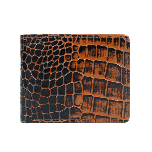 Croc Baron Elite RFID Leather Mens Wallet Main Front Burnt Cognac
