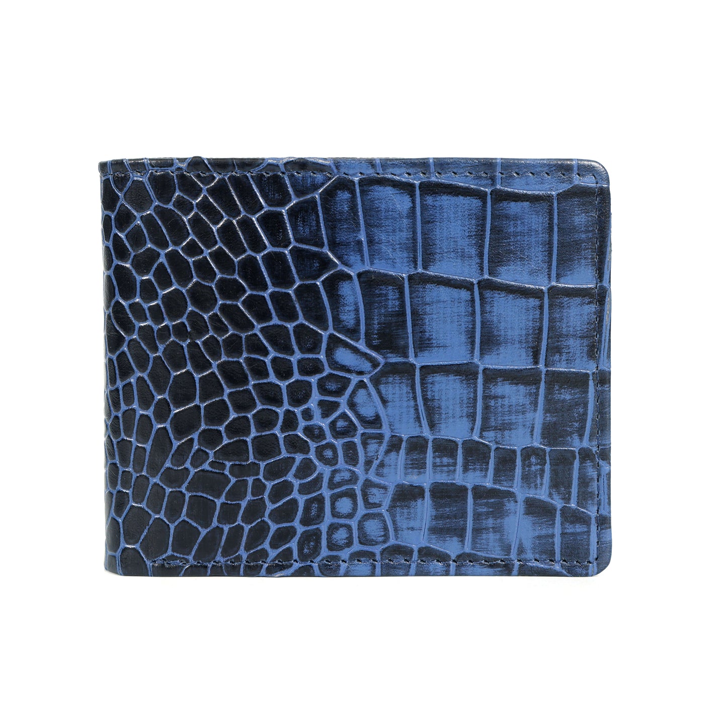 Croc Baron Elite RFID Leather Mens Wallet Main Front Steel Blue
