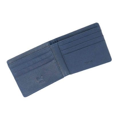 Croc Baron Elite RFID Leather Mens Wallet Open Angle Steel Blue
