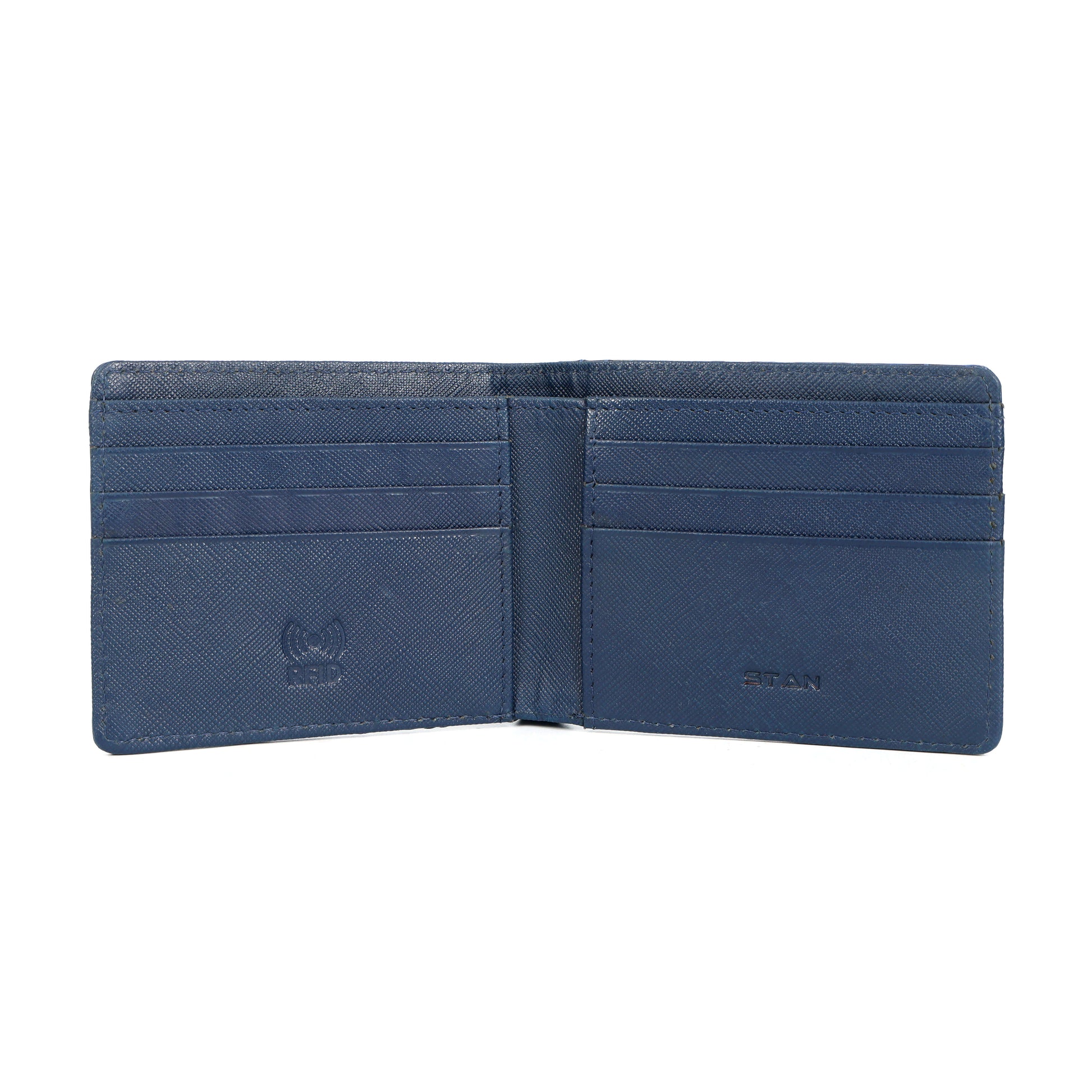 Croc Baron Elite RFID Leather Mens Wallet Open Front Steel Blue