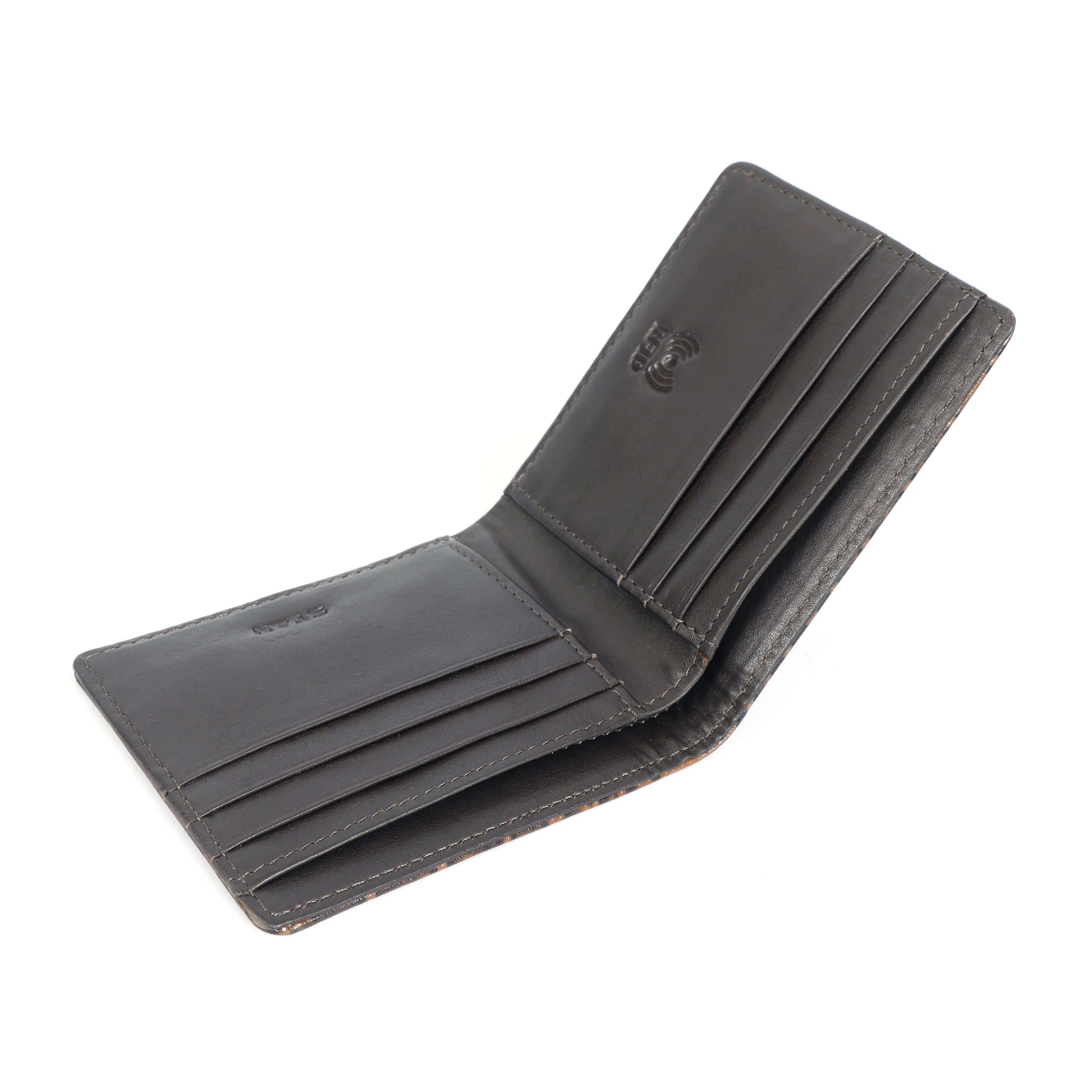 Croc Baron Elite RFID Leather Mens Wallet Open Top Angle Burnt Cognac