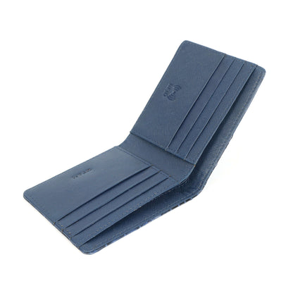 Croc Baron Elite RFID Leather Mens Wallet Open Top Angle Steel Blue