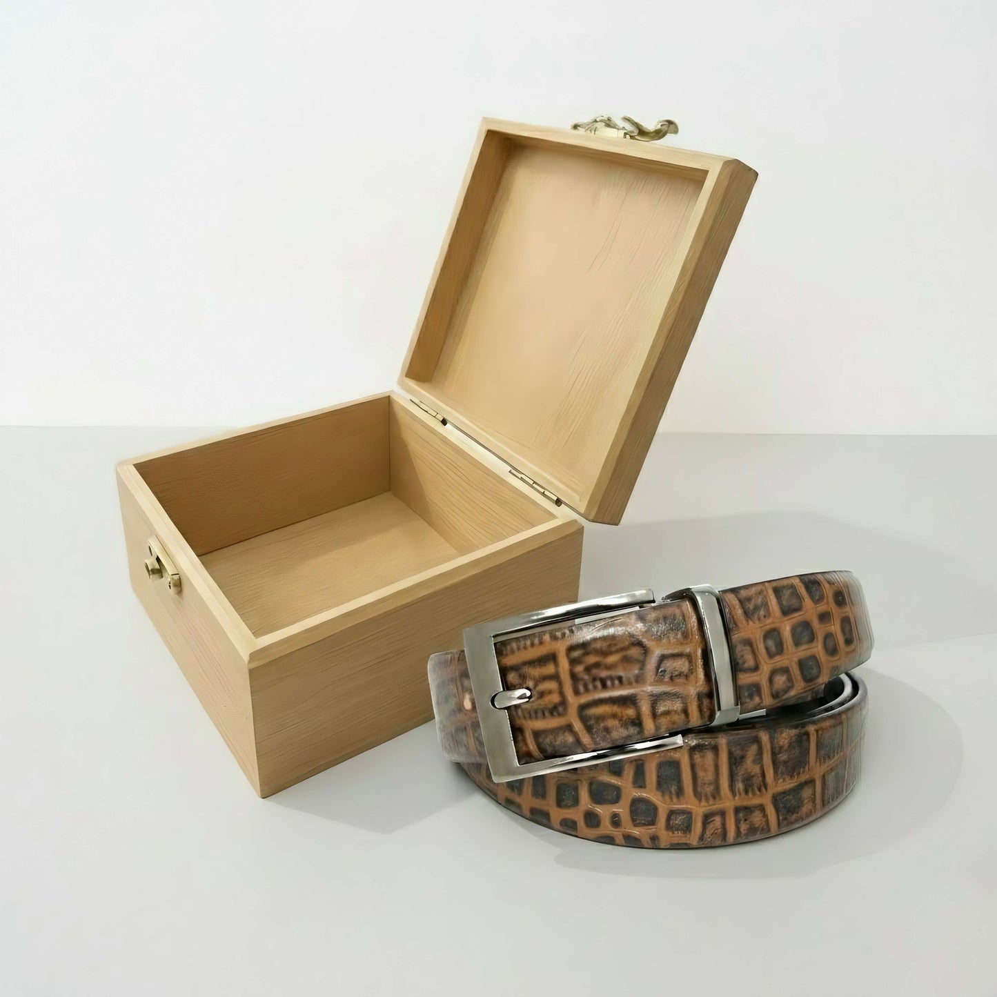 Drake Elite Hand-Burnished Croc Full-Grain Leather Belt Men with Box Tan