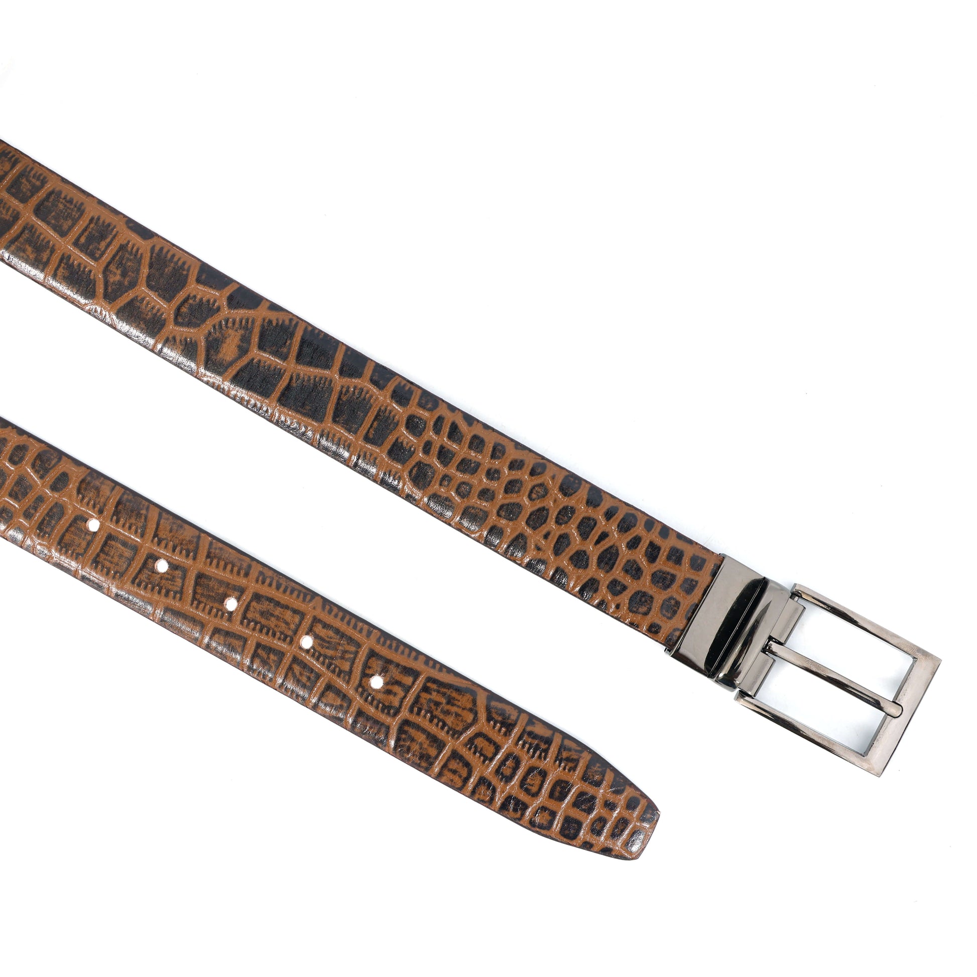 Drake Elite Hand-Burnished Croc Full-Grain Leather Men Flat lay Tan