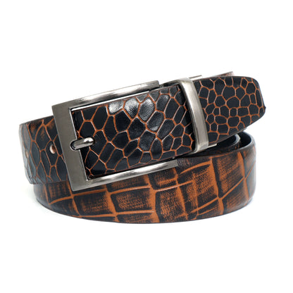 Drake Elite Hand-Burnished Croc Full-Grain Leather Men Main Burnt Cognac