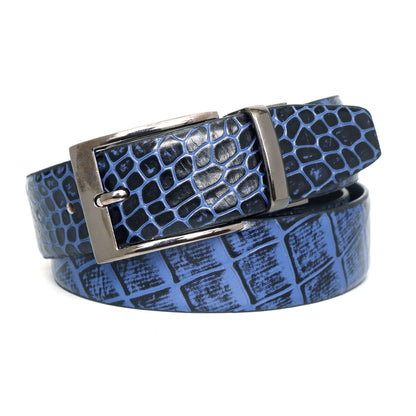 Drake Elite Hand-Burnished Croc Full-Grain Leather Men Main Steel Blue