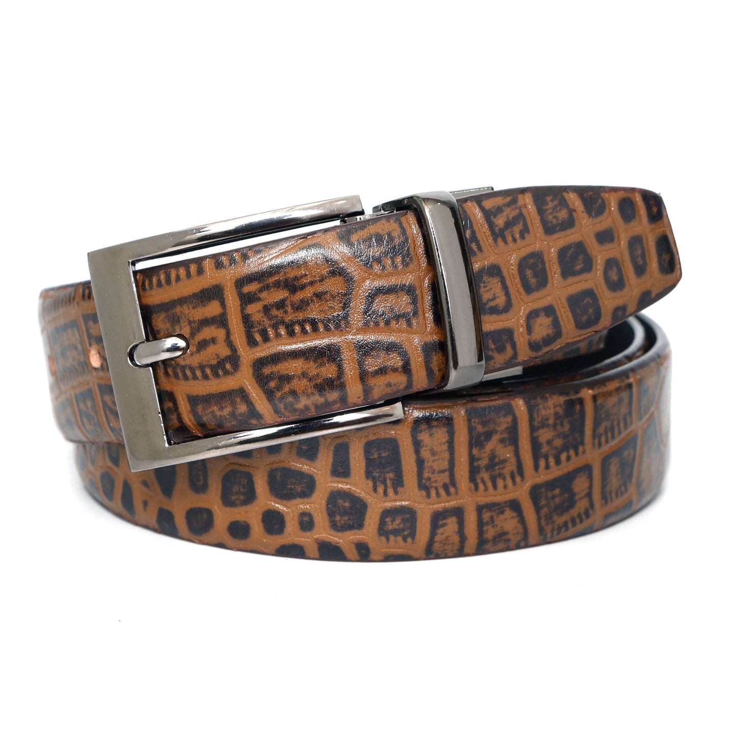 Drake Elite Hand-Burnished Croc Full-Grain Leather Men Main Tan