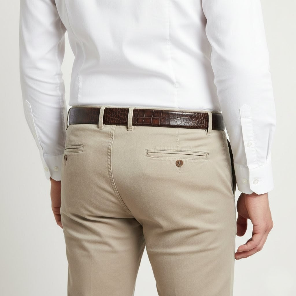 Drake Elite Hand-Burnished Croc Full-Grain Leather Men Model Rear Mahogany Brown