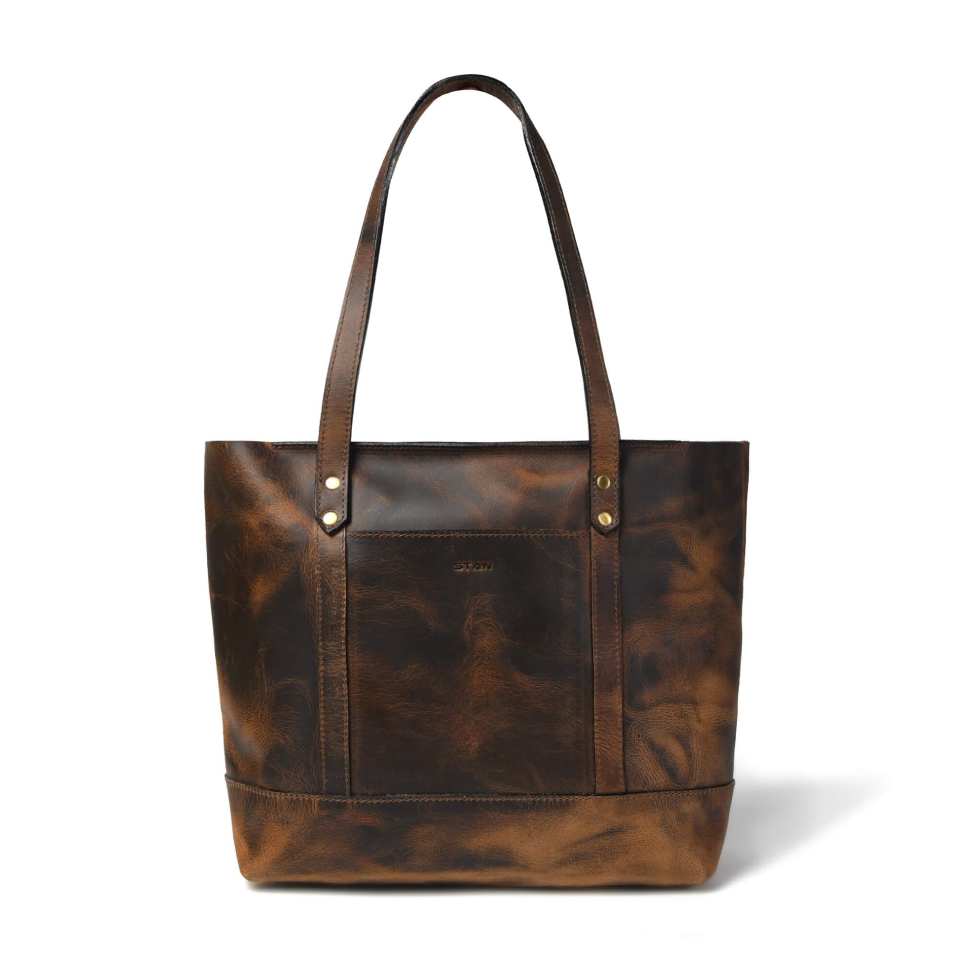 Eliana Classic Zip Closure Front Saddle Brown