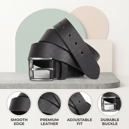 Forge Full-Grain Formal Leather Belt for Men Infographic Black