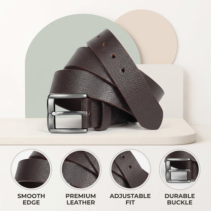 Forge Full-Grain Formal Leather Belt for Men Infographic Espresso Brown