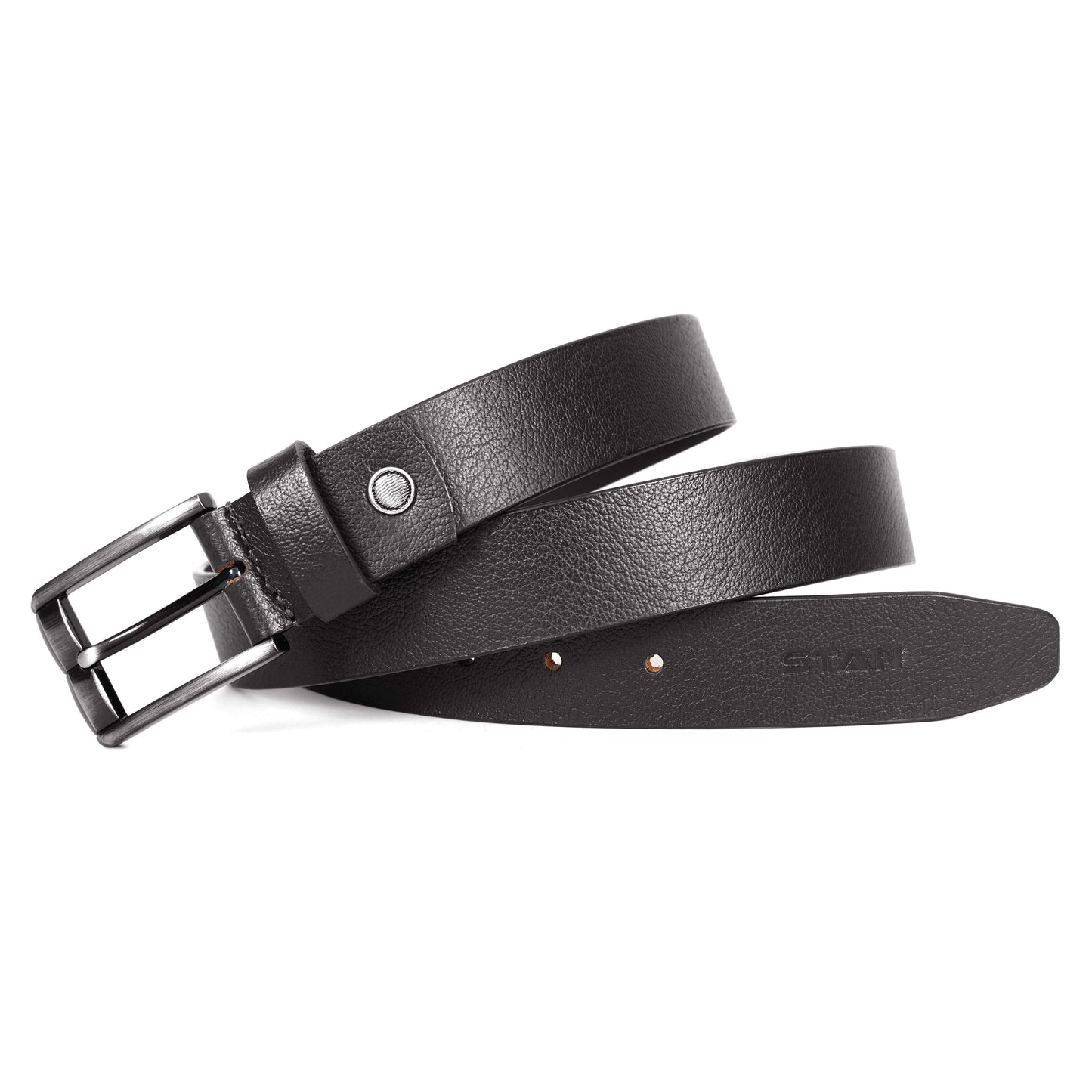 Forge Full Grain Mens Leather Belt Coiled Flat Lay Black