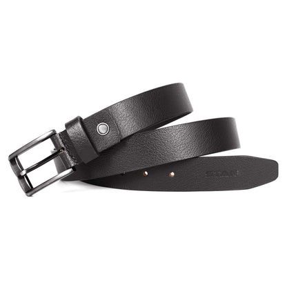 Forge Full Grain Mens Leather Belt Coiled Flat Lay Black
