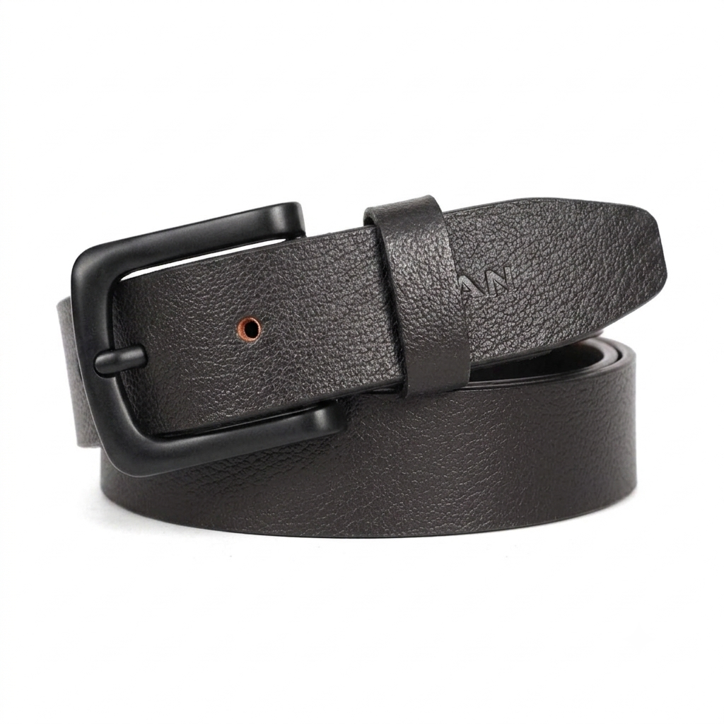 Forge Full Grain Mens Leather Belt with Matte Black Buckle Main Black