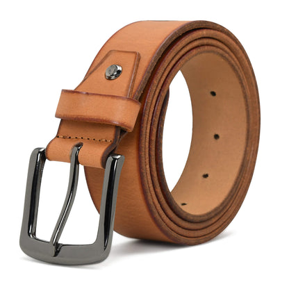 Foster Mens Full Grain Leather Natural Smooth Finish Belt Black Nickel Camel Tan