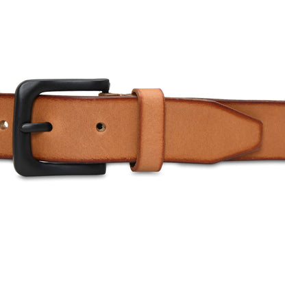 Foster Mens Full Grain Leather Natural Smooth Finish Belt Buckle Camel Tan