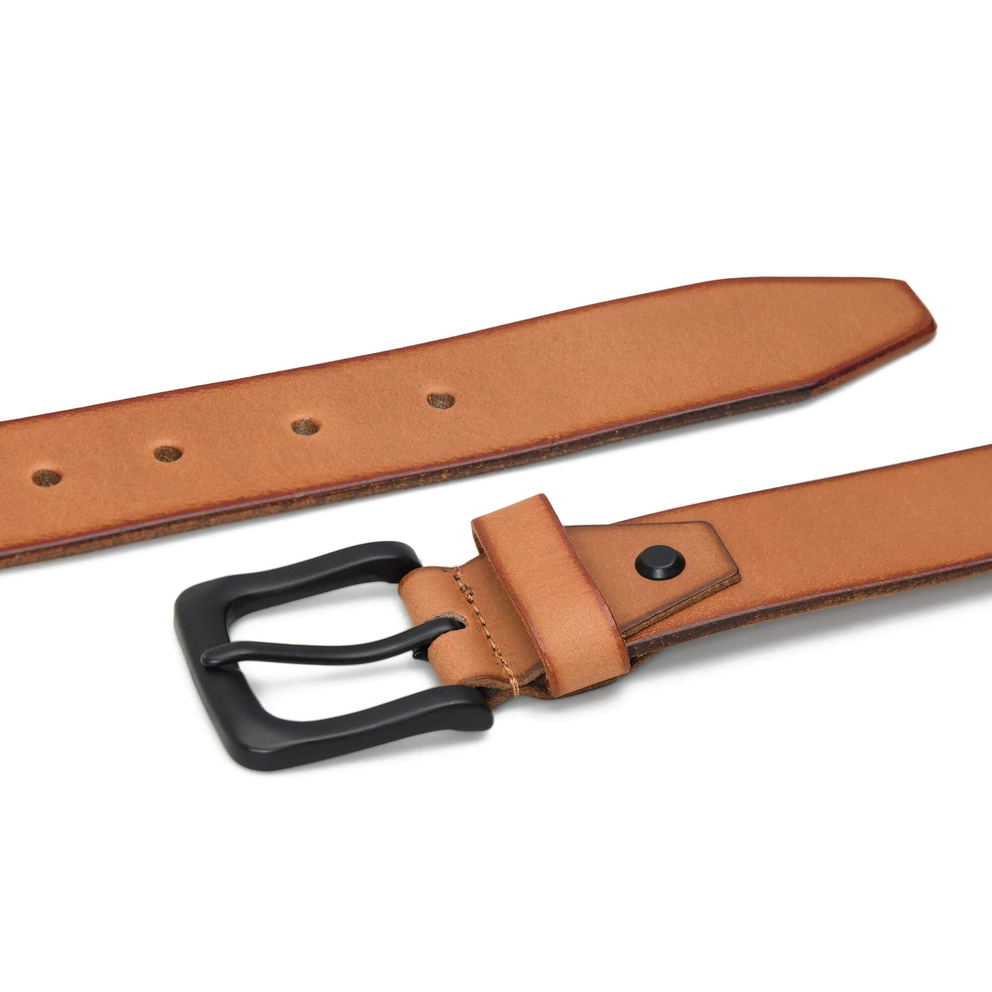 Foster Mens Full Grain Leather Natural Smooth Finish Belt Flat Lay Camel Tan