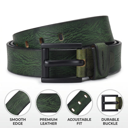 Hammer Elite Mens Full Grain Hand Finished Leather Belt Infographic  Antique Green