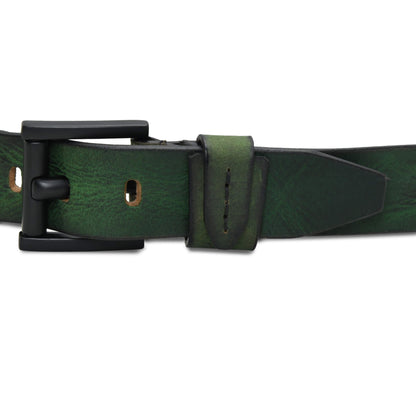 Hammer Elite Mens Full Grain Leather Belt Buckle Antique Green