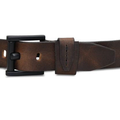 Hammer Elite Mens Full Grain Leather Belt Buckle Ironwood Brown