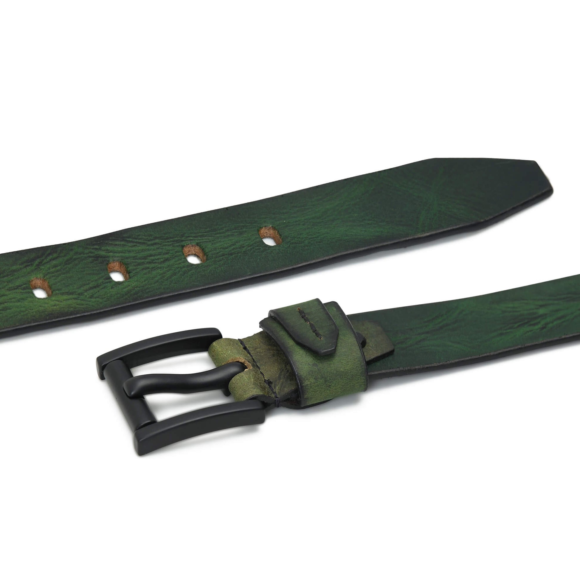 Hammer Elite Mens Full Grain Leather Belt Flat Lay Antique Green