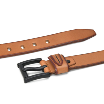 Hammer Elite Mens Full Grain Leather Belt Flat Lay Camel Tan