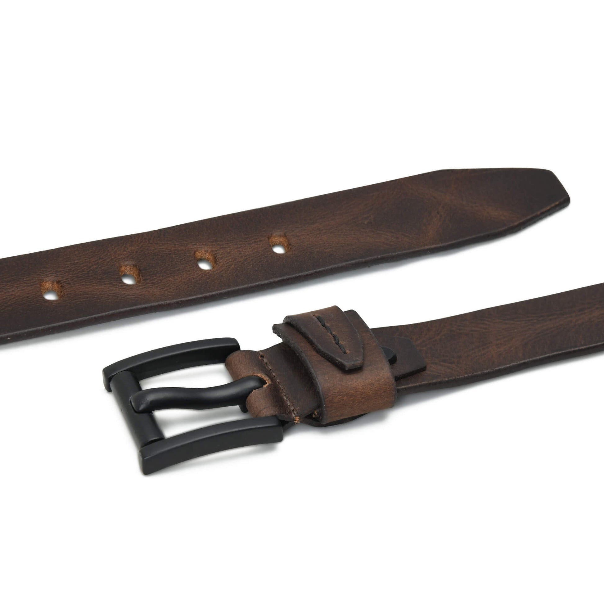 Hammer Elite Mens Full Grain Leather Belt Flat Lay Ironwood Brown