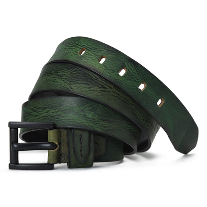 Hammer Elite Mens Full Grain Leather Belt Main Hero Antique Green