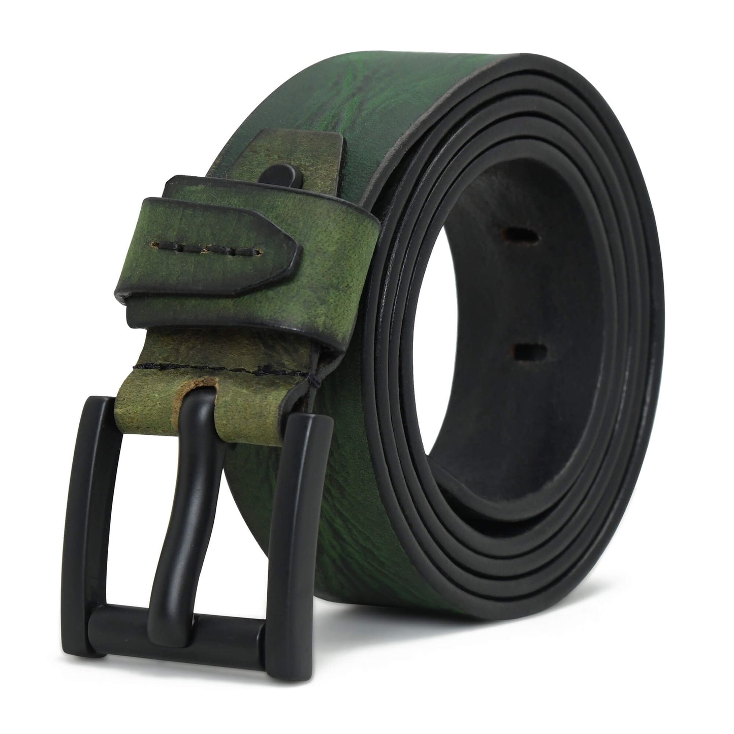 Hammer Elite Mens Full Grain Leather Belt Rolled Antique Green