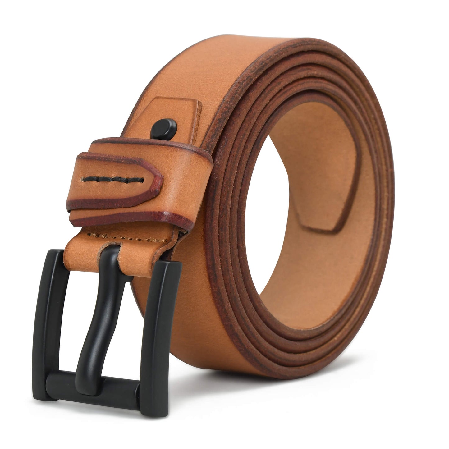 Hammer Elite Mens Full Grain Leather Belt Rolled Camel Tan