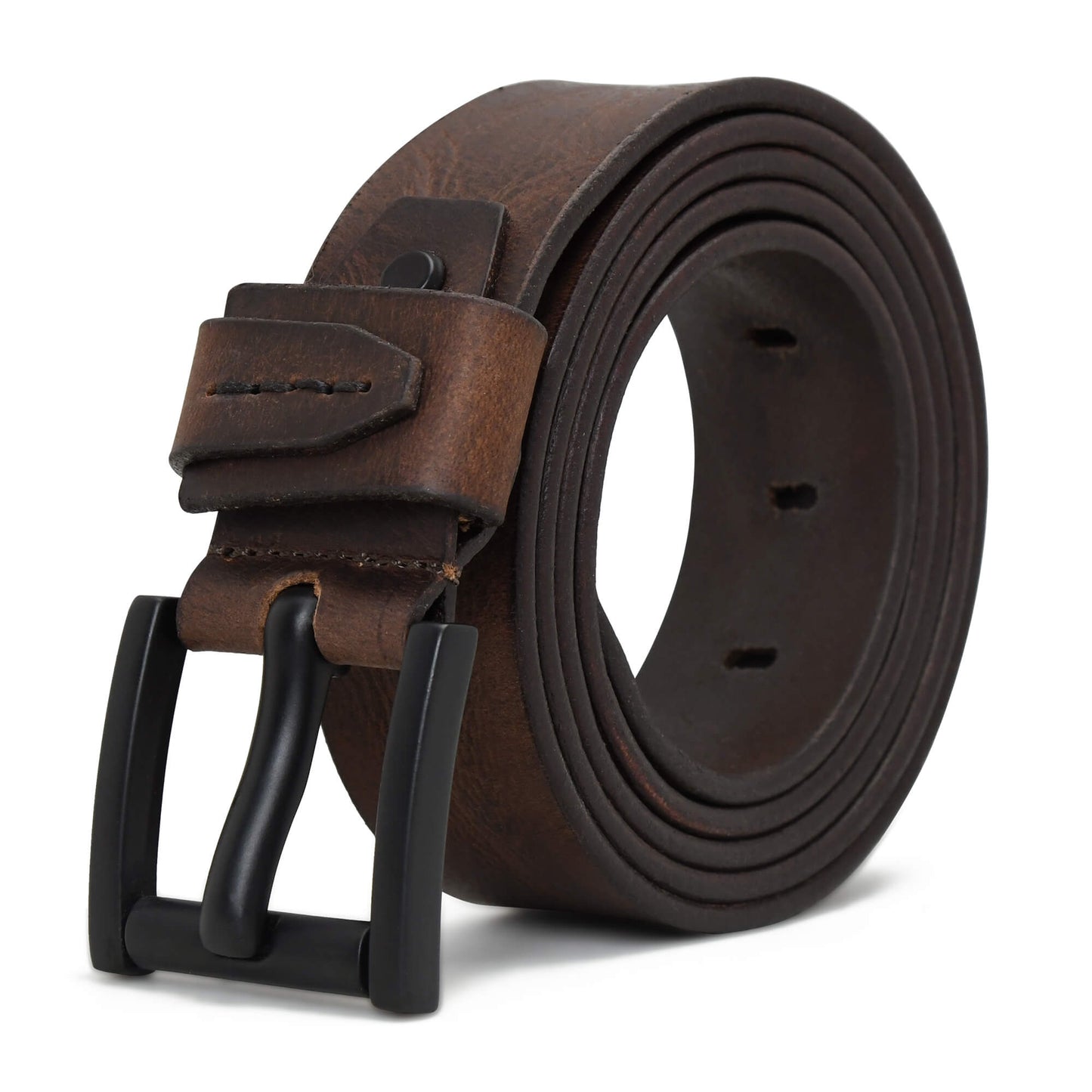 Hammer Elite Mens Full Grain Leather Belt Rolled Ironwood Brown