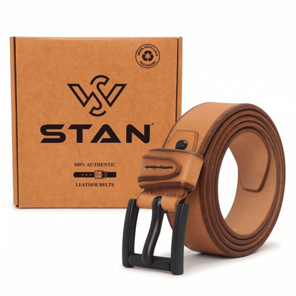 Hammer Elite Mens Full Grain Leather Belt with Box Camel Tan