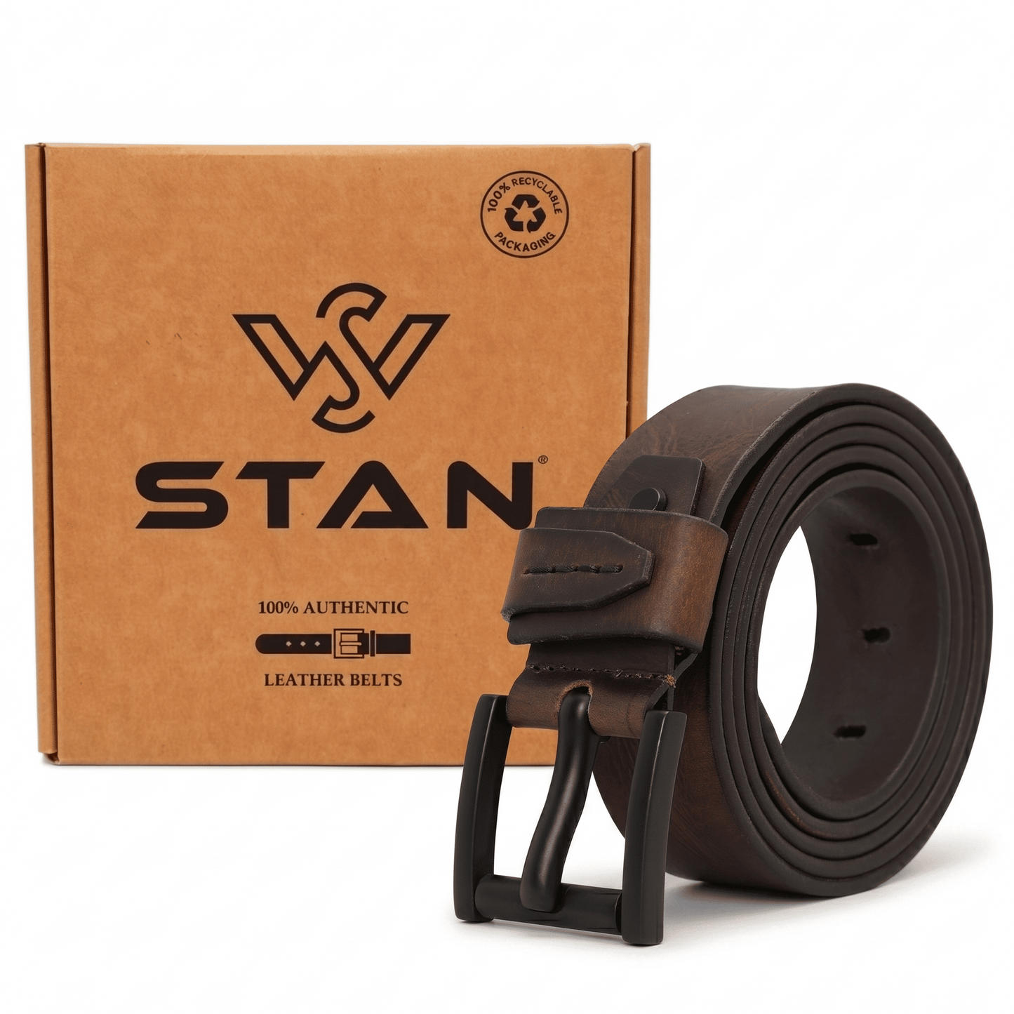 Hammer Elite Mens Full Grain Leather Belt with Box Ironwood Brown